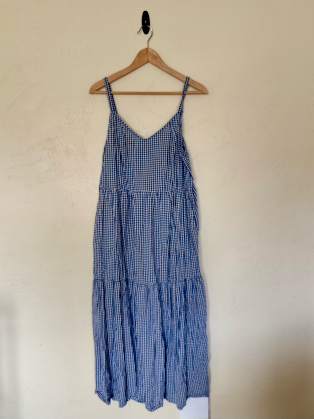 Old Navy Blue Gingham Tiered Maxi Dress